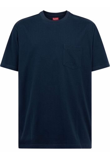Supreme laser cut S logo pocket T-shirt - Blu