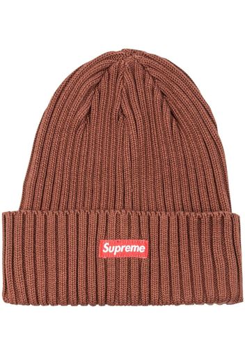 Supreme box-logo ribbed beanie - Marrone