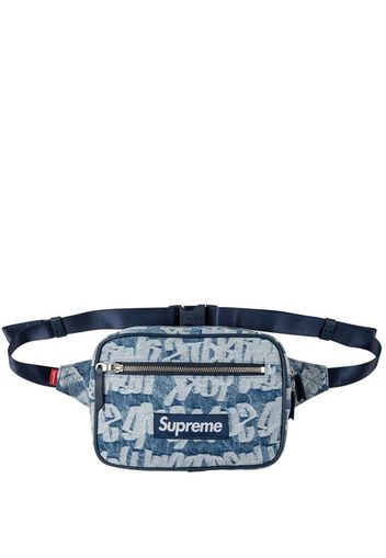 Supreme logo-jacquard denim belt bag - Blu