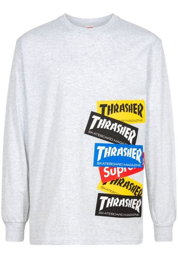 Supreme x Thrasher multi logo long-sleeve T-shirt - Grigio