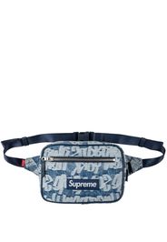 Supreme logo-jacquard denim belt bag - Blu