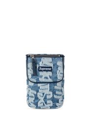 Supreme logo-jacquard denim neck pouch - Blu