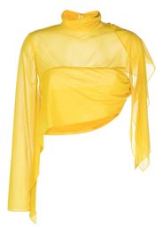 Supriya Lele cropped one-sleeve draped top - Giallo