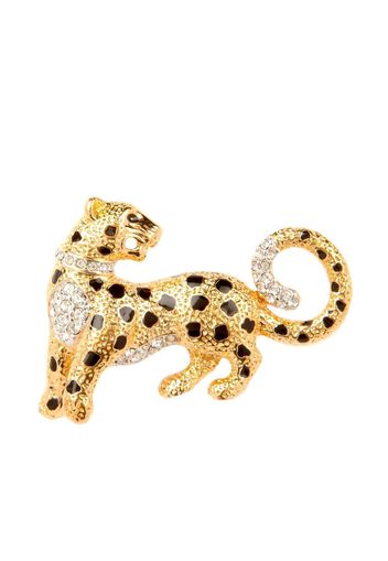 Susan Caplan Vintage embellished leopard brooch - Oro