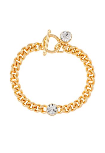 Susan Caplan Vintage 1990s crystal-embellished curb chain bracelet - Oro