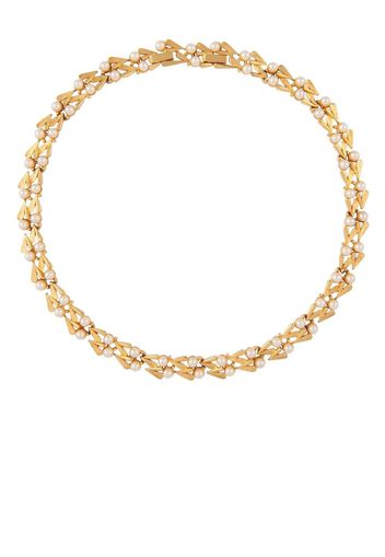 Susan Caplan Vintage 1960s Trifari pearl-embellished articulated link necklace - Oro