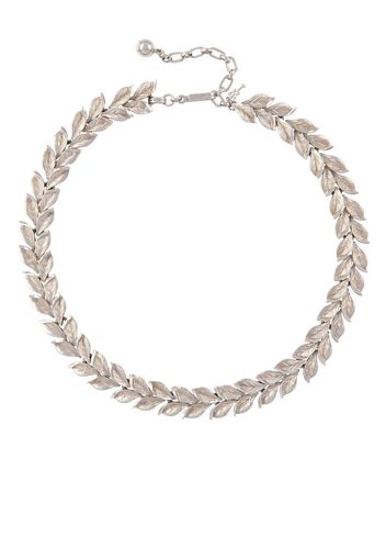 Susan Caplan Vintage 1960s Trifari leaf design articulated link necklace - Argento