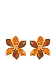 Susan Caplan Vintage 1980s Vintage Enamel Flower clip-on earrings - Oro