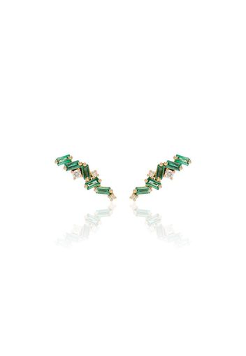 18K yellow gold emerald and diamond stud earrings