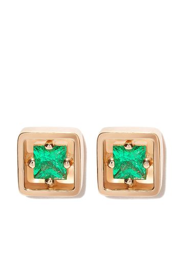 Suzanne Kalan 18kt yellow gold Inlay emerald stud earrings - Oro