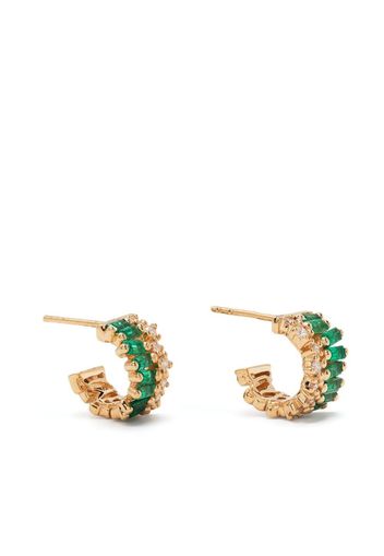 Suzanne Kalan 18kt yellow gold emerald and diamond huggie earrings - Oro