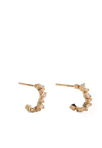 Suzanne Kalan 18kt yellow gold Princess Cut diamond hoop earrings - Oro