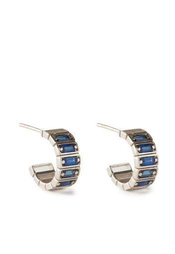 Suzanne Kalan 18kt white gold baguette sapphire hoops - Argento