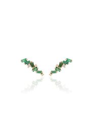 18K yellow gold emerald and diamond stud earrings