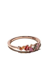 Anello Rainbow Fireworks in oro rosa 18kt, diamanti e zaffiri