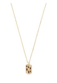 Suzanne Kalan 18kt yellow gold Inlay diamond black sapphire dog tag necklace - Oro