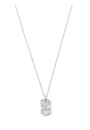 Suzanne Kalan 18kt white gold Inlay diamond dog tag pendant necklace - Argento