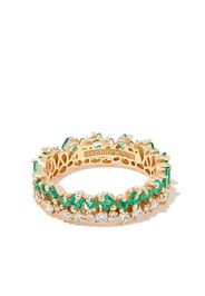 Suzanne Kalan 18kt yellow gold emerald and diamond eternity ring - Verde