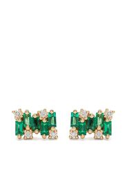 Suzanne Kalan 18kt yellow gold diamond and emerald stud earring - Oro