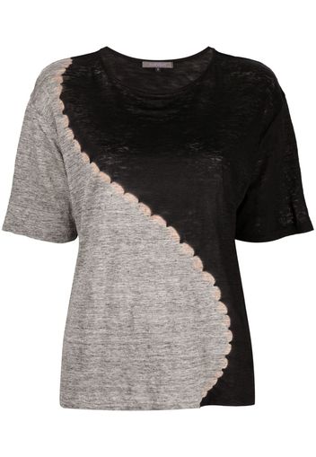 Suzusan panelled linen T-shirt - Nero