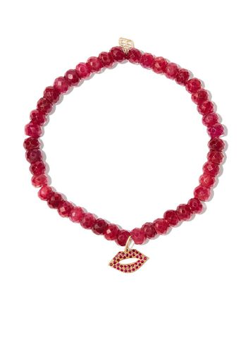 Sydney Evan 14kt yellow gold Lips andalucite and ruby charm bracelet - Oro