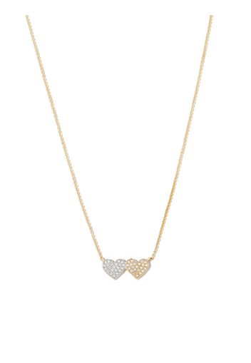 Sydney Evan 14kt yellow gold medium diamond double heart necklace - Oro