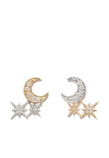 Sydney Evan 14kt gold Moon and Star diamond stud earrings - Argento