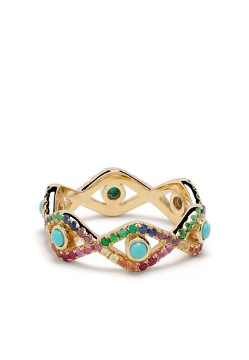 Sydney Evan Anello Rainbow Evil Eye Eternity in oro giallo 14kt con pietre - Multicolore