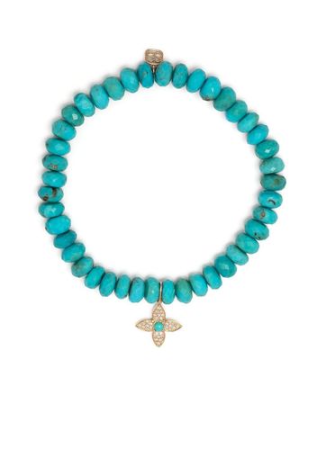 Sydney Evan 14kt yellow gold turquoise beaded bracelet - Blu