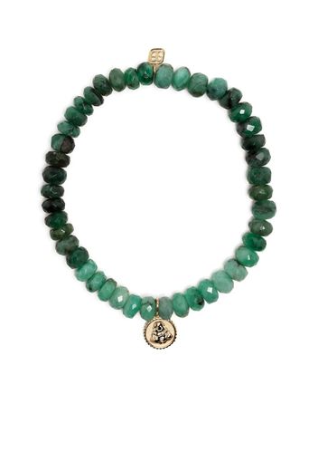 Sydney Evan 14kt yellow gold Buddha Coin emerald beaded bracelet - Verde