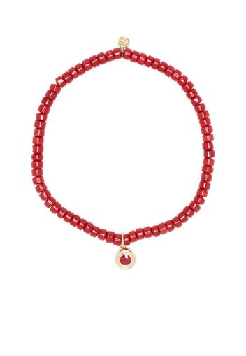 Sydney Evan Bracciale con perline in oro giallo 14kt e rubino - Rosso