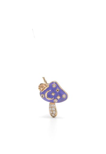 Sydney Evan 14kt yellow gold Celestial Mushroom diamond and enamel stud earring - Viola