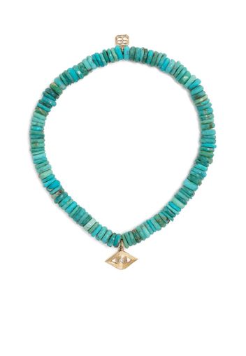 Sydney Evan 14kt yellow gold Evil Eye turquoise bracelet - Blu