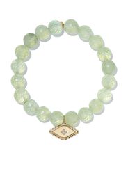 SYDNEY EVAN 14kt yellow gold prehnite evil eye diamond charm beaded bracelet - Oro