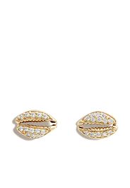 Sydney Evan 14kt yellow gold cowrie shell diamond stud earrings