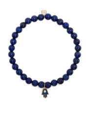 Sydney Evan 14kt yellow gold Hamsa beaded bracelet - Blu