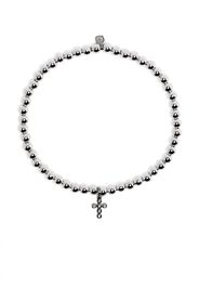 Sydney Evan 14kt white gold Cross Charm beaded bracelet - Argento