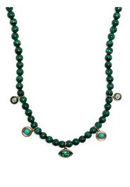 Sydney Evan 14kt yellow gold malachite and diamond beaded necklace - Verde