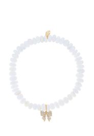 Sydney Evan 14kt yellow gold small Bow-charm diamond and moonstone bracelet - Oro