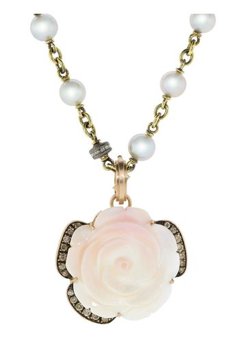 Sylva & Cie Pendente Conch Shell Flower in oro rosa 18kt con diamanti