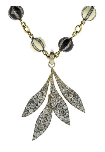 Sylva & Cie Pendente Leaf in oro bianco 18kt con diamanti