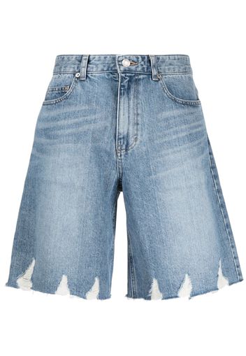 System stonewashed ripped denim shorts - Blu