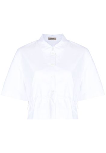 System drawstring short-sleeve cotton shirt - Bianco