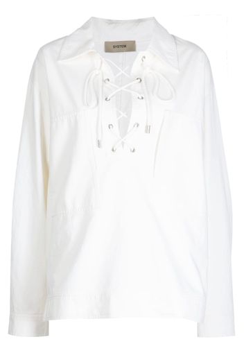 System lace-up detail blouse - Bianco