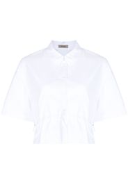 System drawstring short-sleeve cotton shirt - Bianco