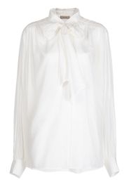 System semi-sheer long-sleeve shirt - Bianco