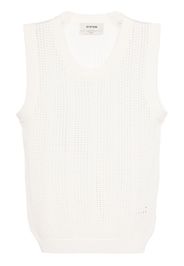 System round-neck open-knit tank top - Bianco