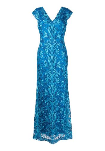 Tadashi Shoji embroidered V-neck gown - Blu