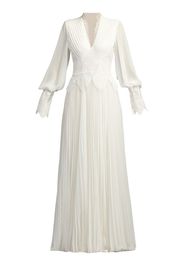 Tadashi Shoji Yates pleated chiffon lace gown - Bianco