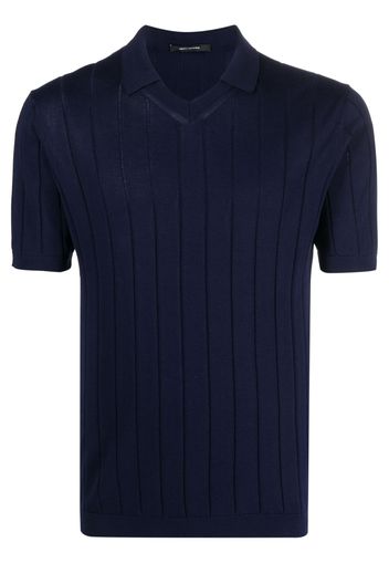 Tagliatore ribbed-knit polo shirt - Blu